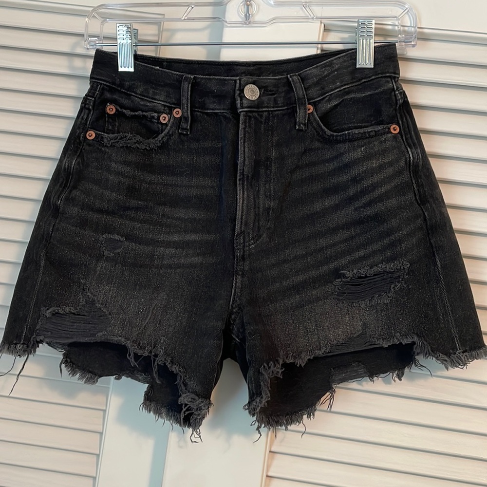 American Eagle ripped black jean shorts